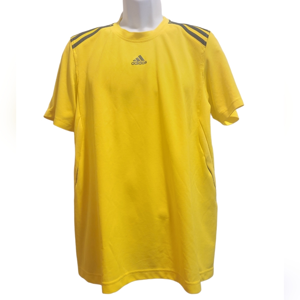 adidas climalite mens large bright yellow short sleeve shirt